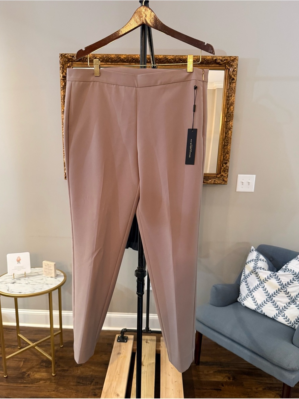 NWT Donna Karan Tan Ponte Ankle Pants